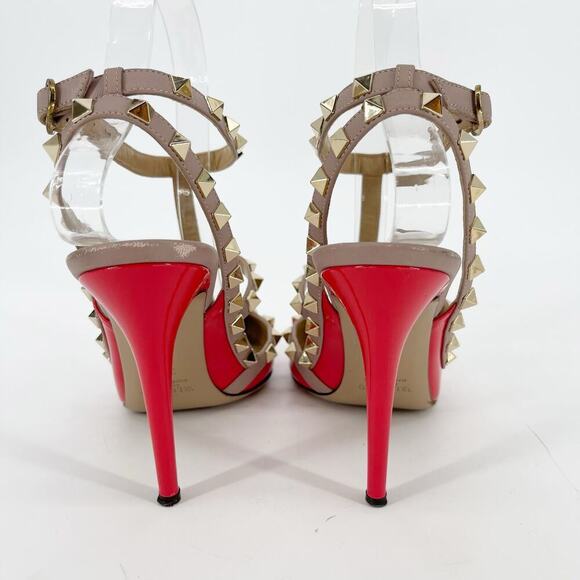 Valentino Garavani Coral Patent Leather Pointed Toe Rockstud Caged Heel EU 37.5 - Picture 8 of 16